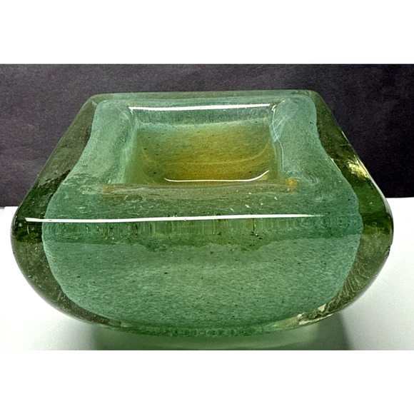 MCM Barovier Toso Eugenio or Aborigeni Art Glass Square Bowl Ashtray Gold Jade - Picture 10 of 16